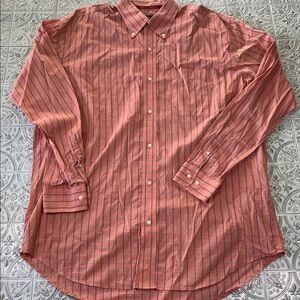 Bobby Jones Mens Long Sleeve Dress Shirt XL Peach Orange Plaid Iridescent
